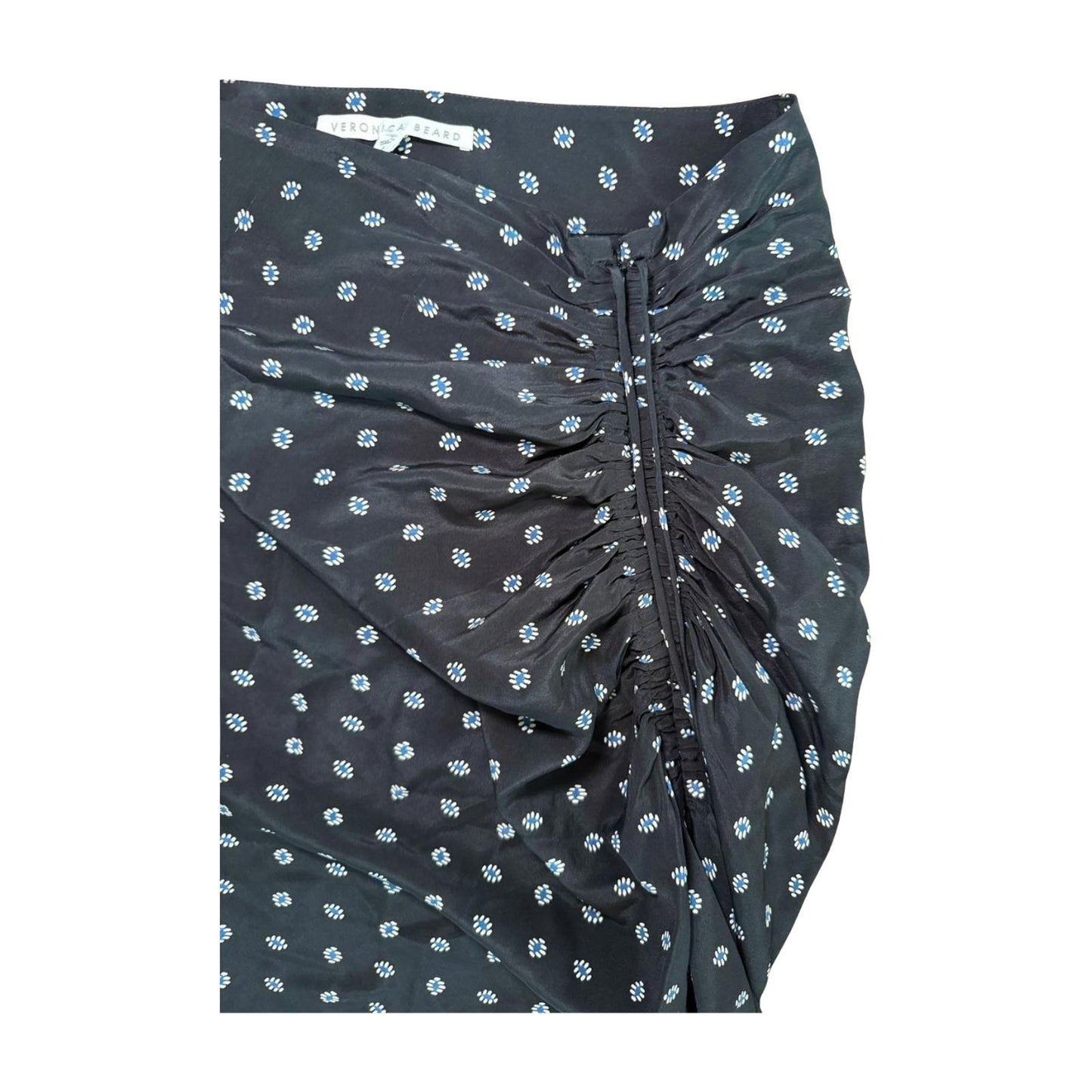 Veronica Beard Black Polka Dot Ruched Skirt, Size 6