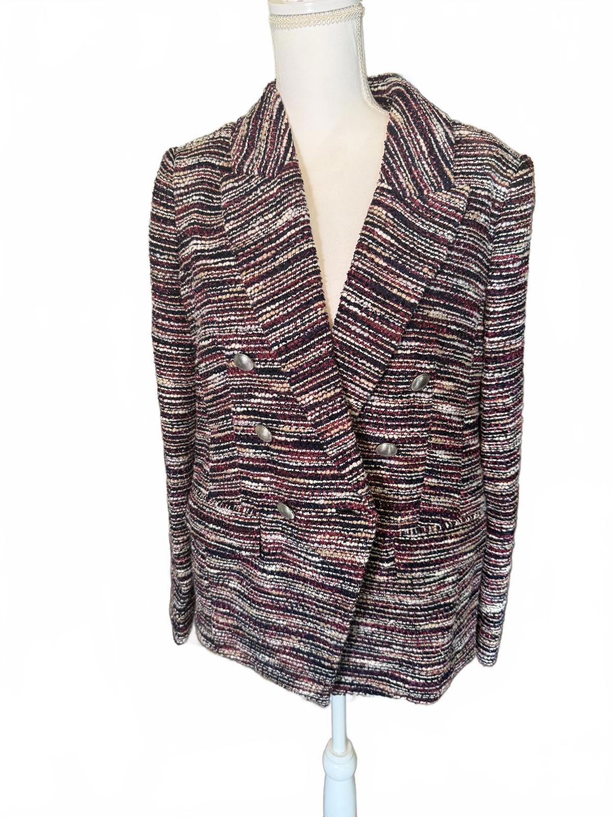New Elie Tahari Multi-Color Tweed Double-Breasted Blazer, size 14