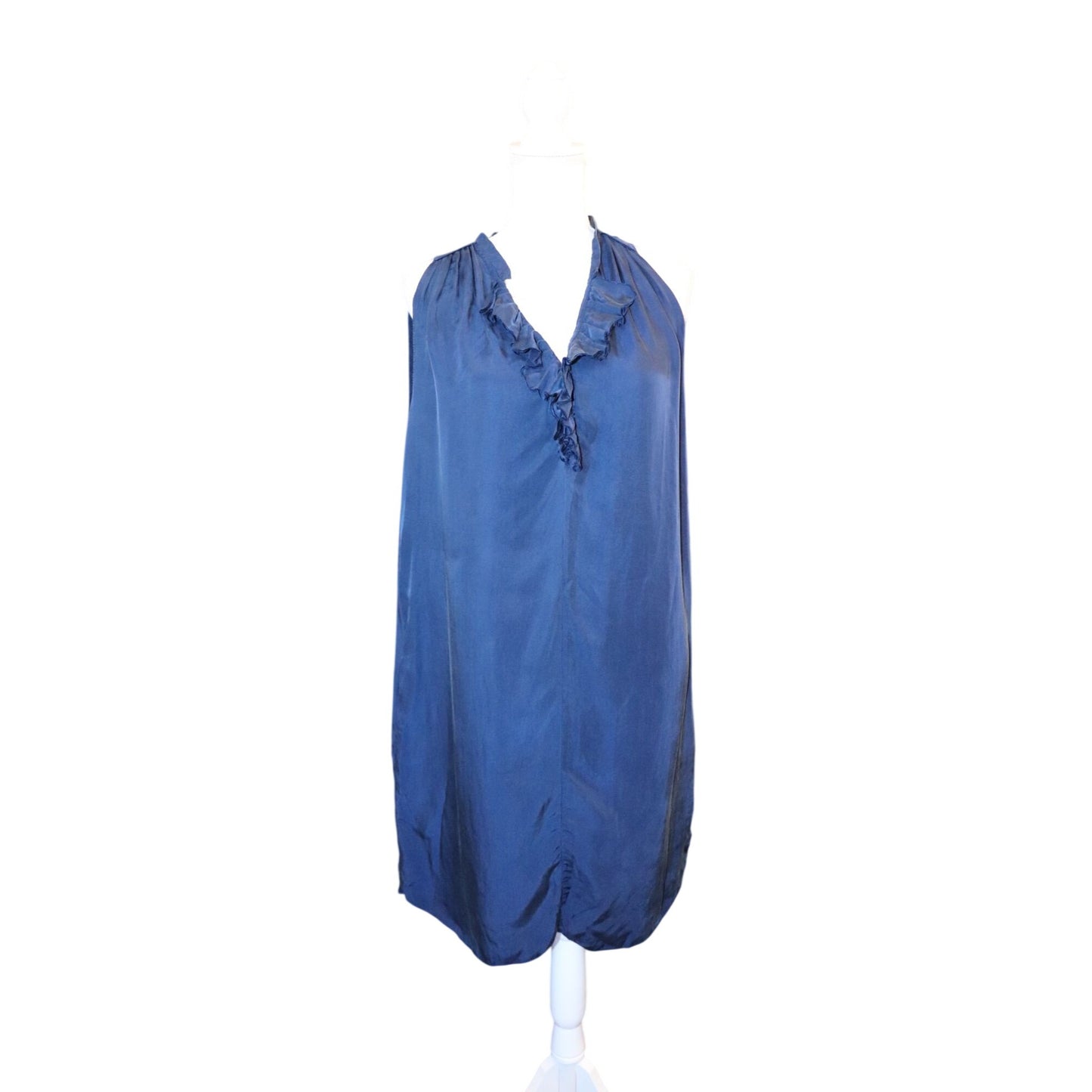 L'Agence Navy Ruffle-Trim Sleeveless Dress, XL