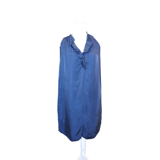 L'Agence Navy Ruffle-Trim Sleeveless Dress, XL