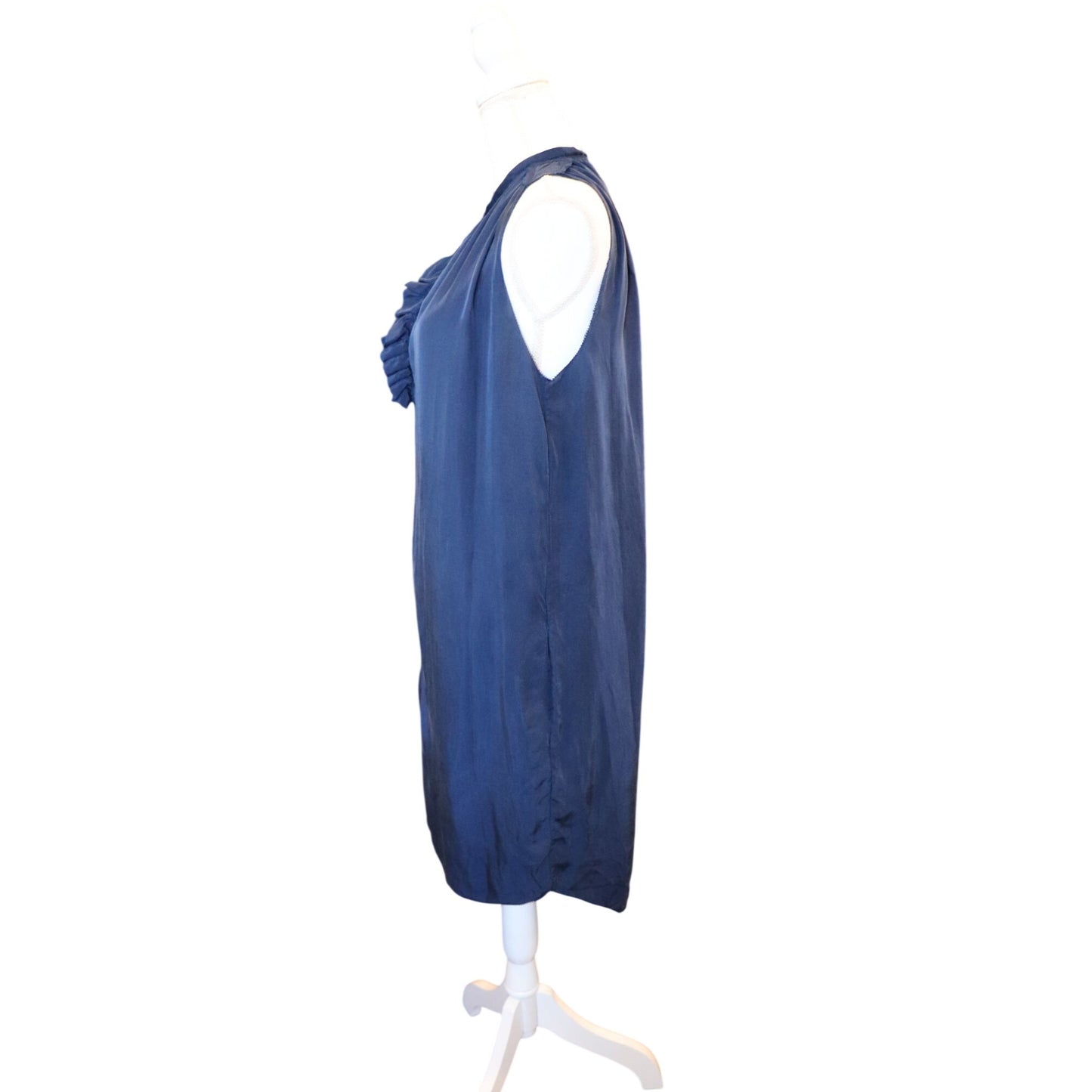 L'Agence Navy Ruffle-Trim Sleeveless Dress, XL
