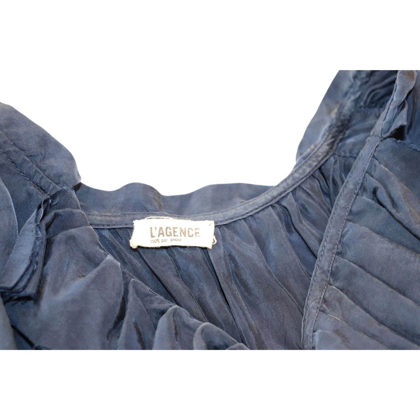 L'Agence Navy Ruffle-Trim Sleeveless Dress, XL