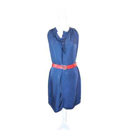 L'Agence Navy Ruffle-Trim Sleeveless Dress, XL
