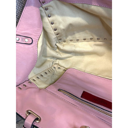 Valentino Garavani Pink Leather Rockstud Trapeze Small Tote Bag with COA