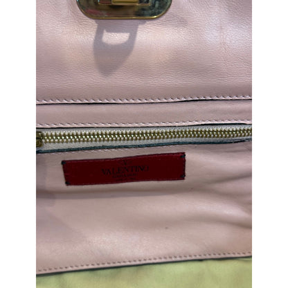 Valentino Garavani Pink Leather Rockstud Trapeze Small Tote Bag with COA