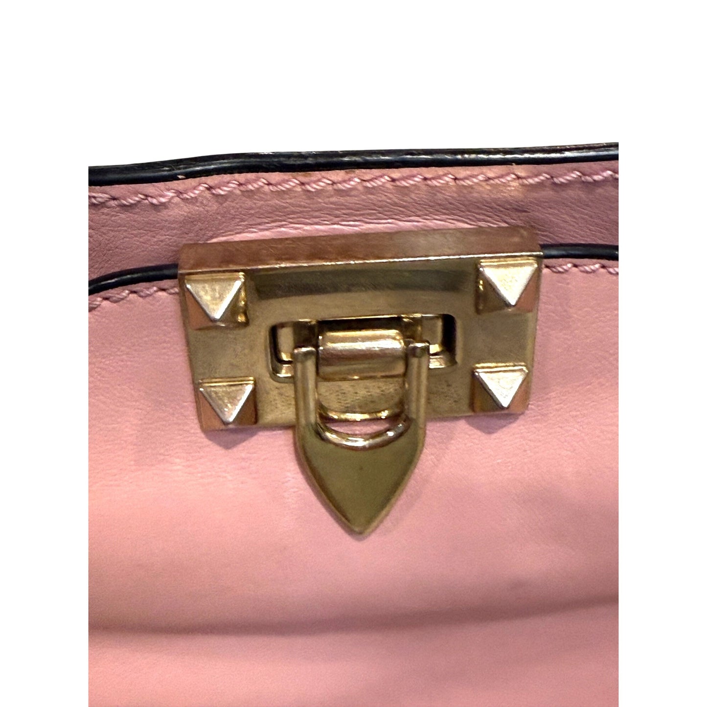 Valentino Garavani Pink Leather Rockstud Trapeze Small Tote Bag with COA