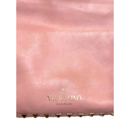 Valentino Garavani Pink Leather Rockstud Trapeze Small Tote Bag with COA