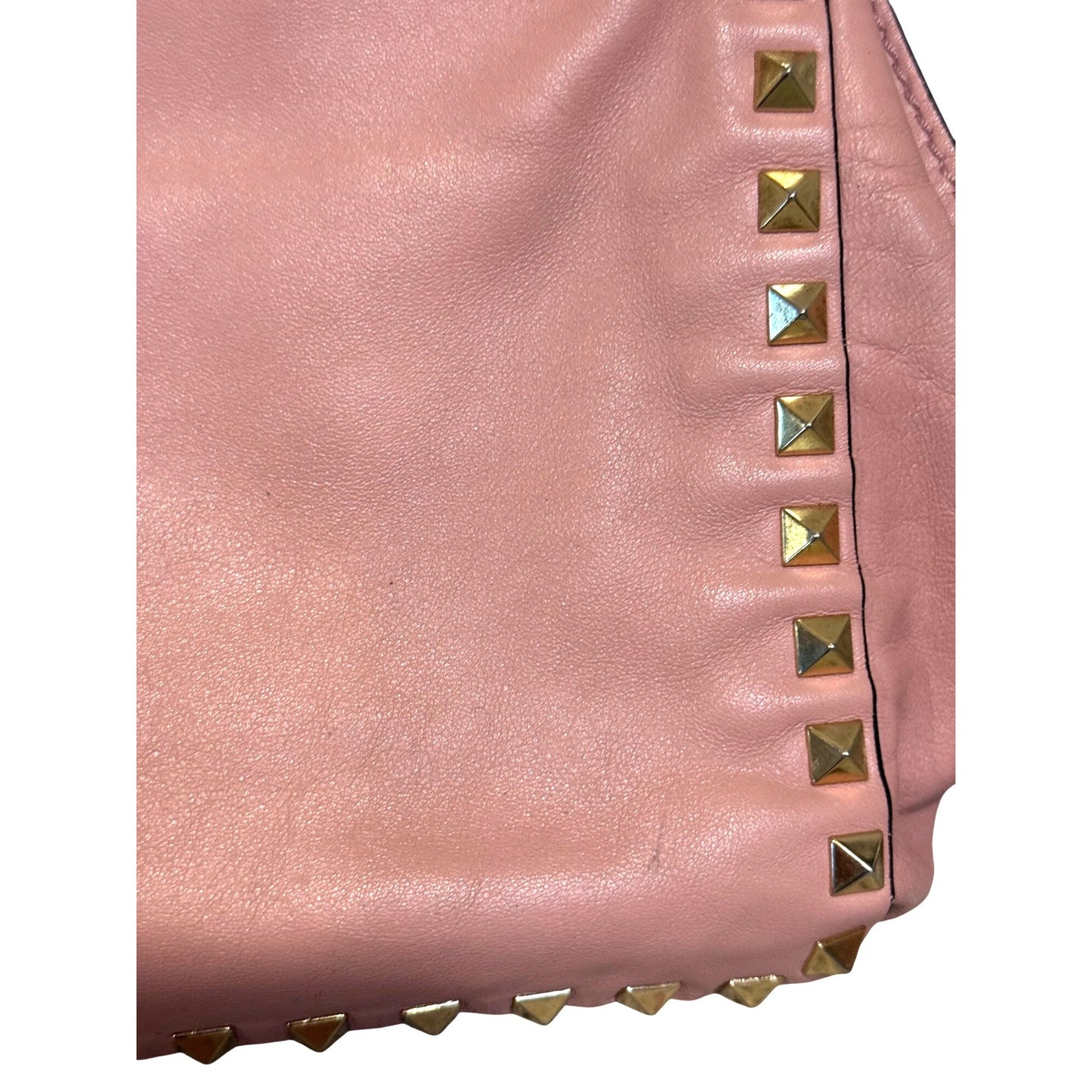 Valentino Garavani Pink Leather Rockstud Trapeze Small Tote Bag with COA