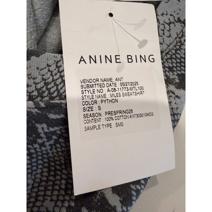 Anine Bing Python Print Miles Sweatshirt, Small NWT Oversized SAMPLE
