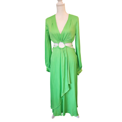 Farm Rio Lime Green Cutout Blouson-Sleeve Maxi Dress, Medium