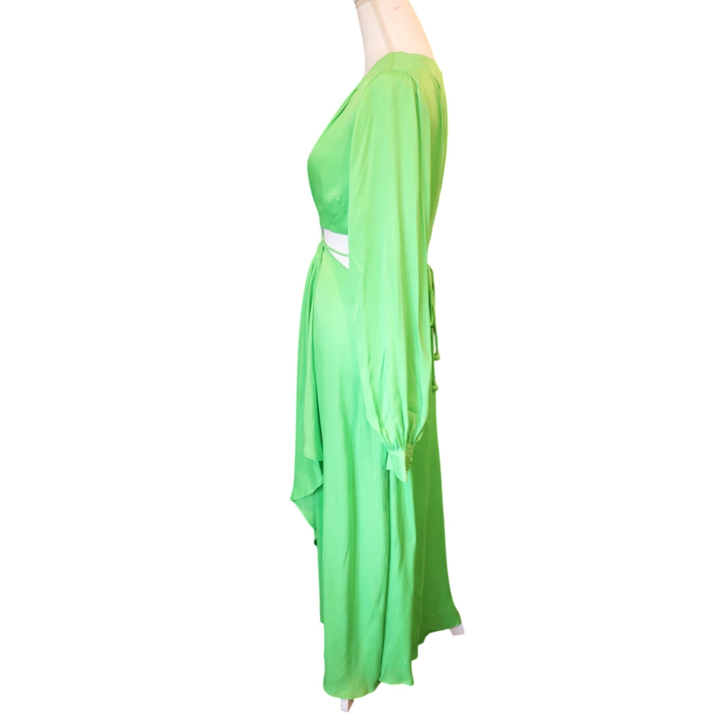 Farm Rio Lime Green Cutout Blouson-Sleeve Maxi Dress, Medium