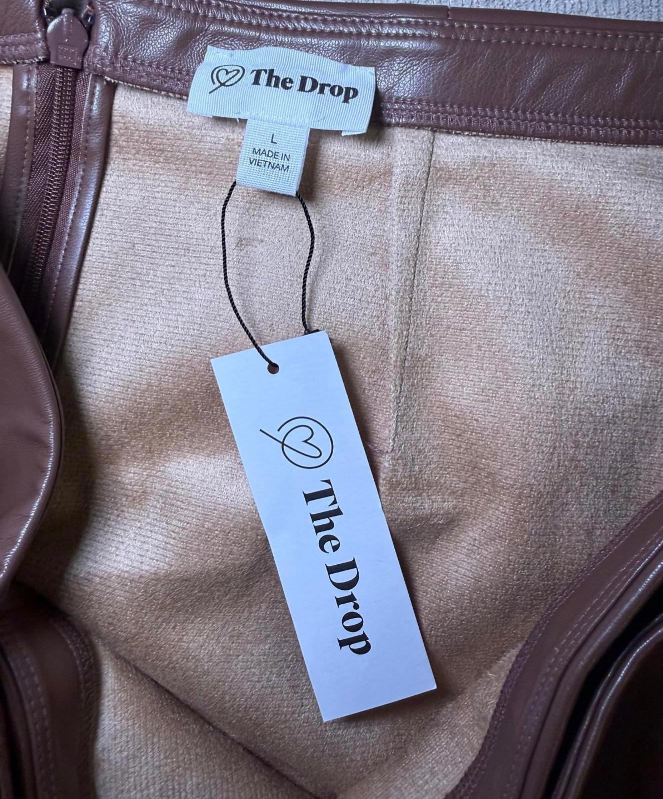 The Drop Faux Leather Mini Skirt, Size Large (NWT)