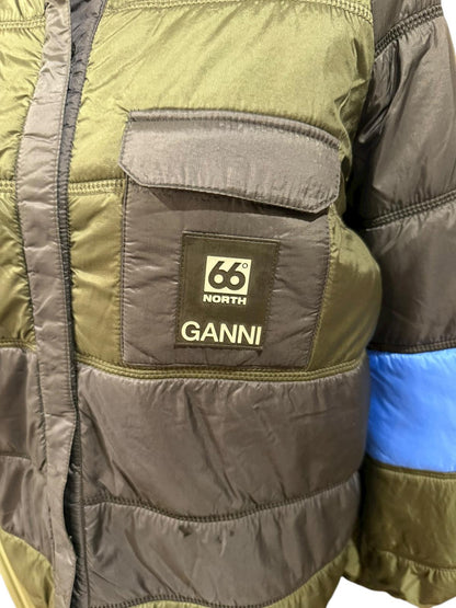 Ganni 66 North Colorblock Puffer Coat, Size Small