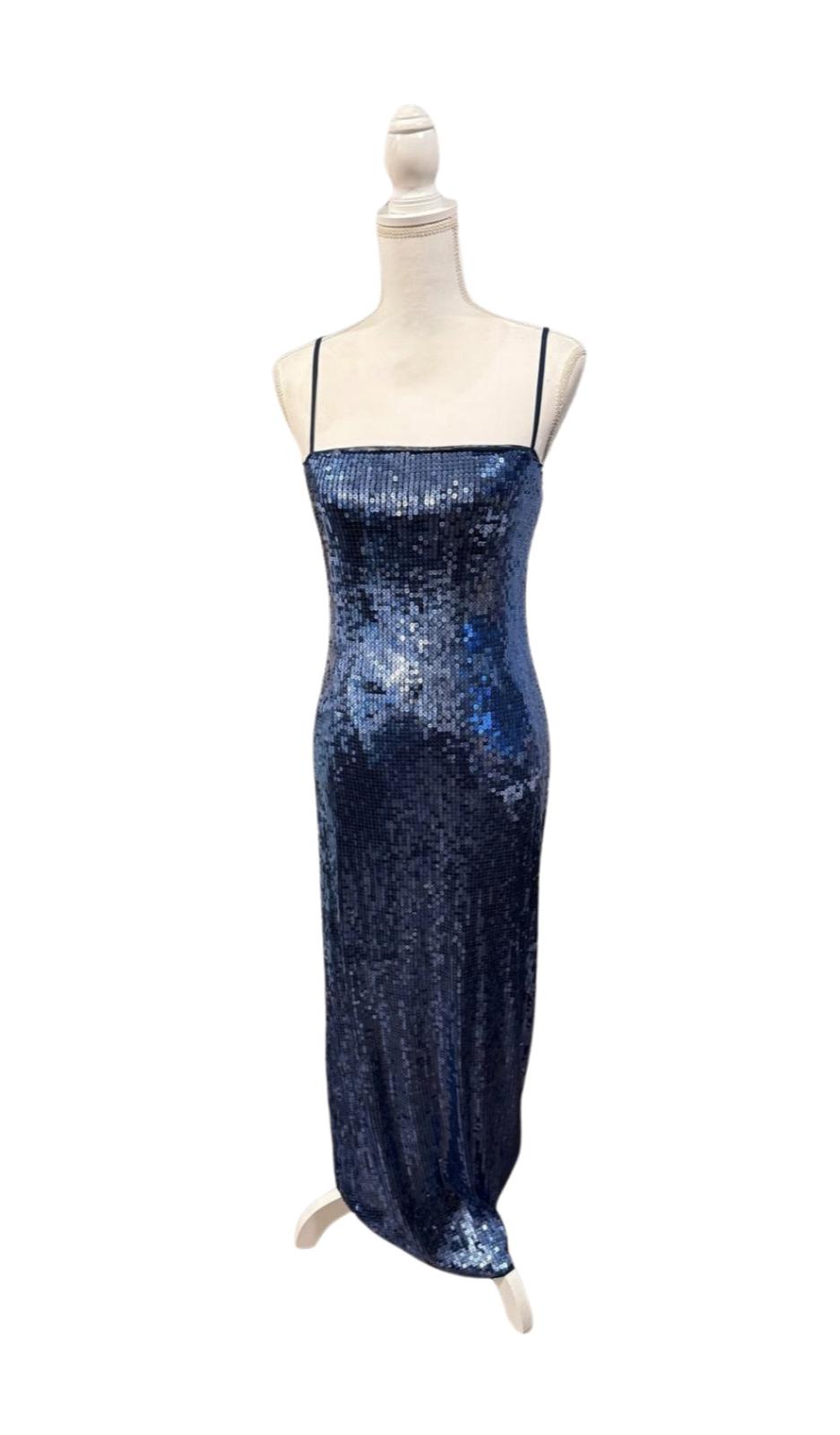 Reformation Navy Sequin Gown, Size M