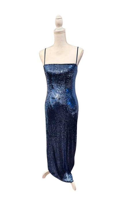Reformation Navy Sequin Gown, Size M