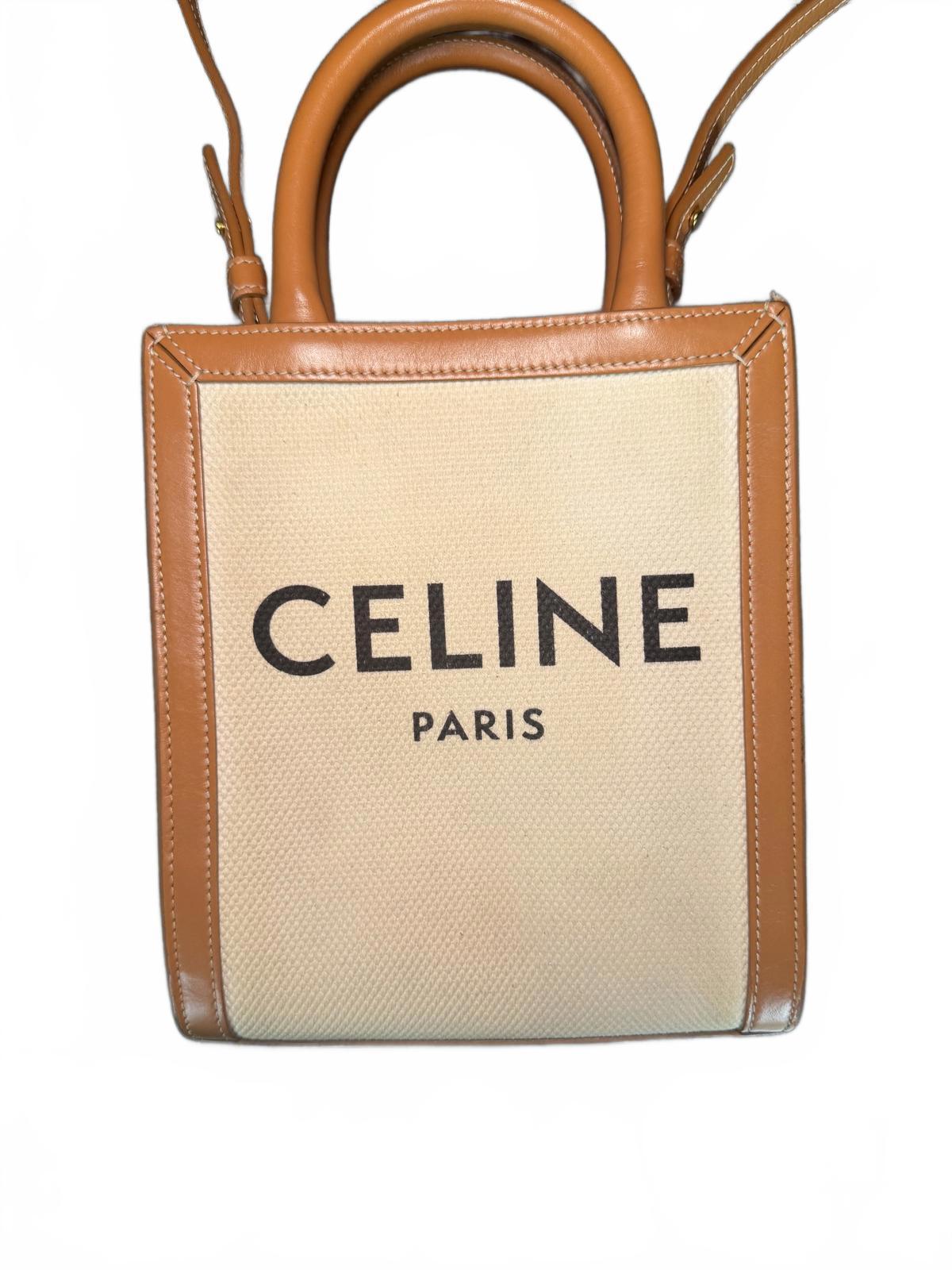 Celine Mini Cabas Canvas and Leather Crossbody and Handbag (0743)