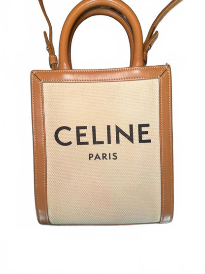 Celine Mini Cabas Canvas and Leather Crossbody and Handbag (0743)