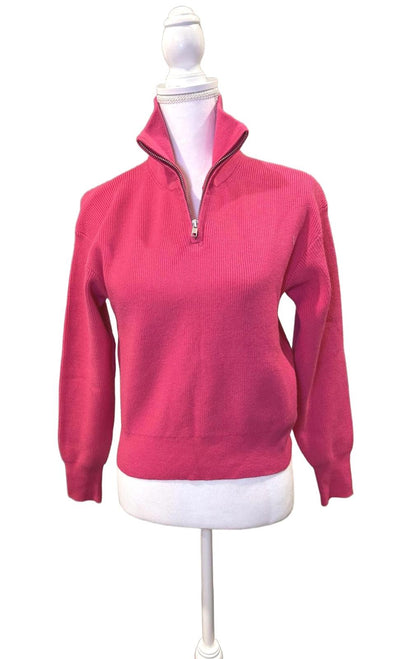 Stitches + Stripes Pink Quarter-Zip Sweater, XS (NWT)