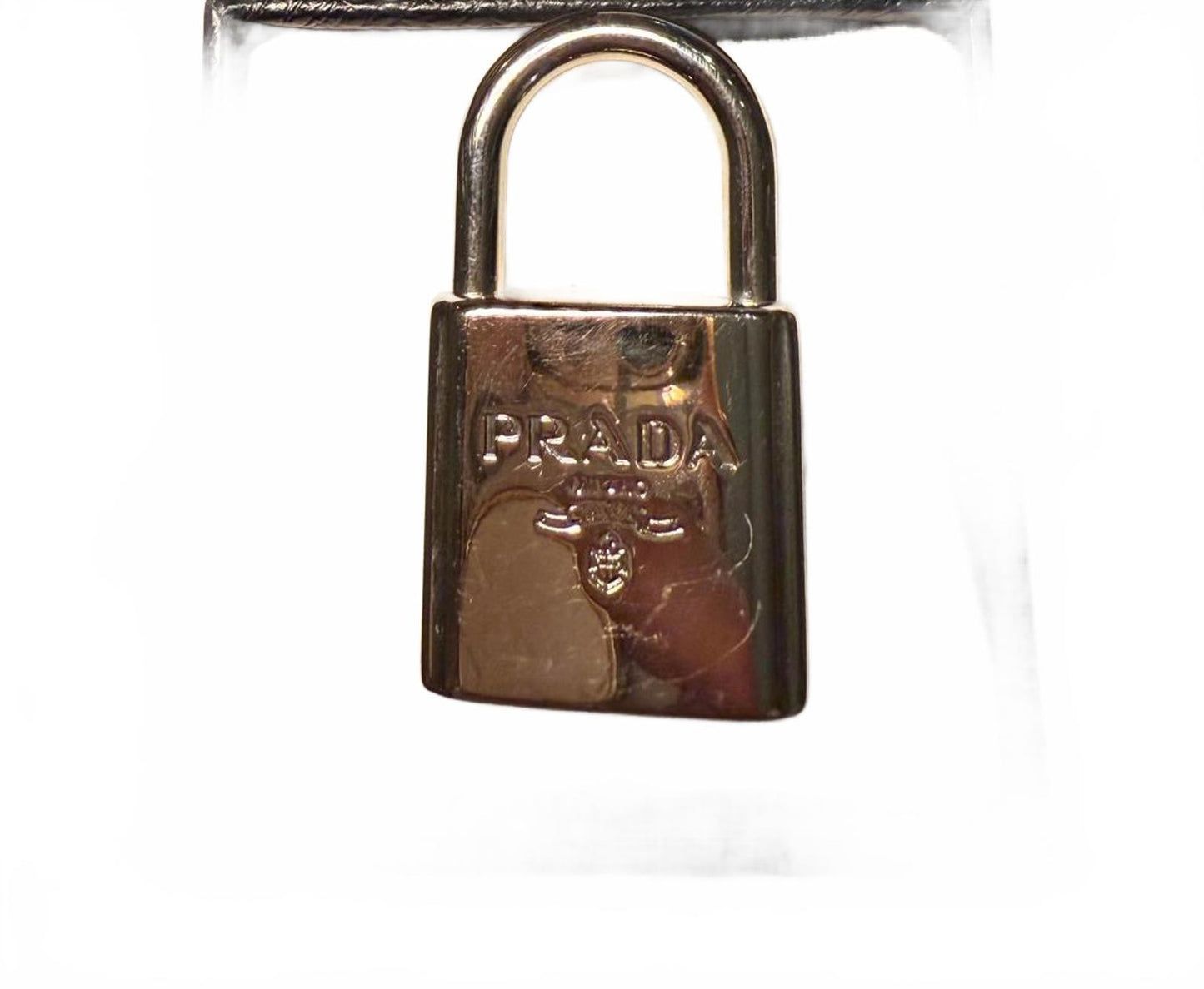 Prada Metal Keychain with Lock Charm