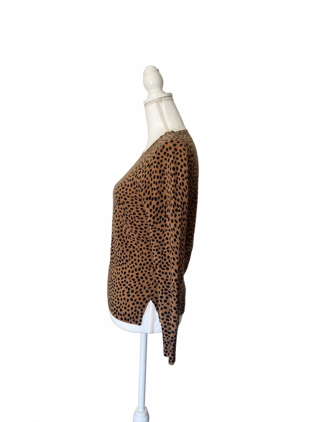 JCREW Brown and Black Spotted Long Sleeve Cashmere Sweater, XS