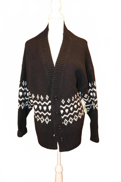 Karen Kane Black and White Patterned Women's Cardigan, Large NWT