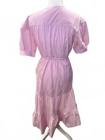 Derek Lam Pink Eyelet Midi Dress, Size 00 (fits a small)