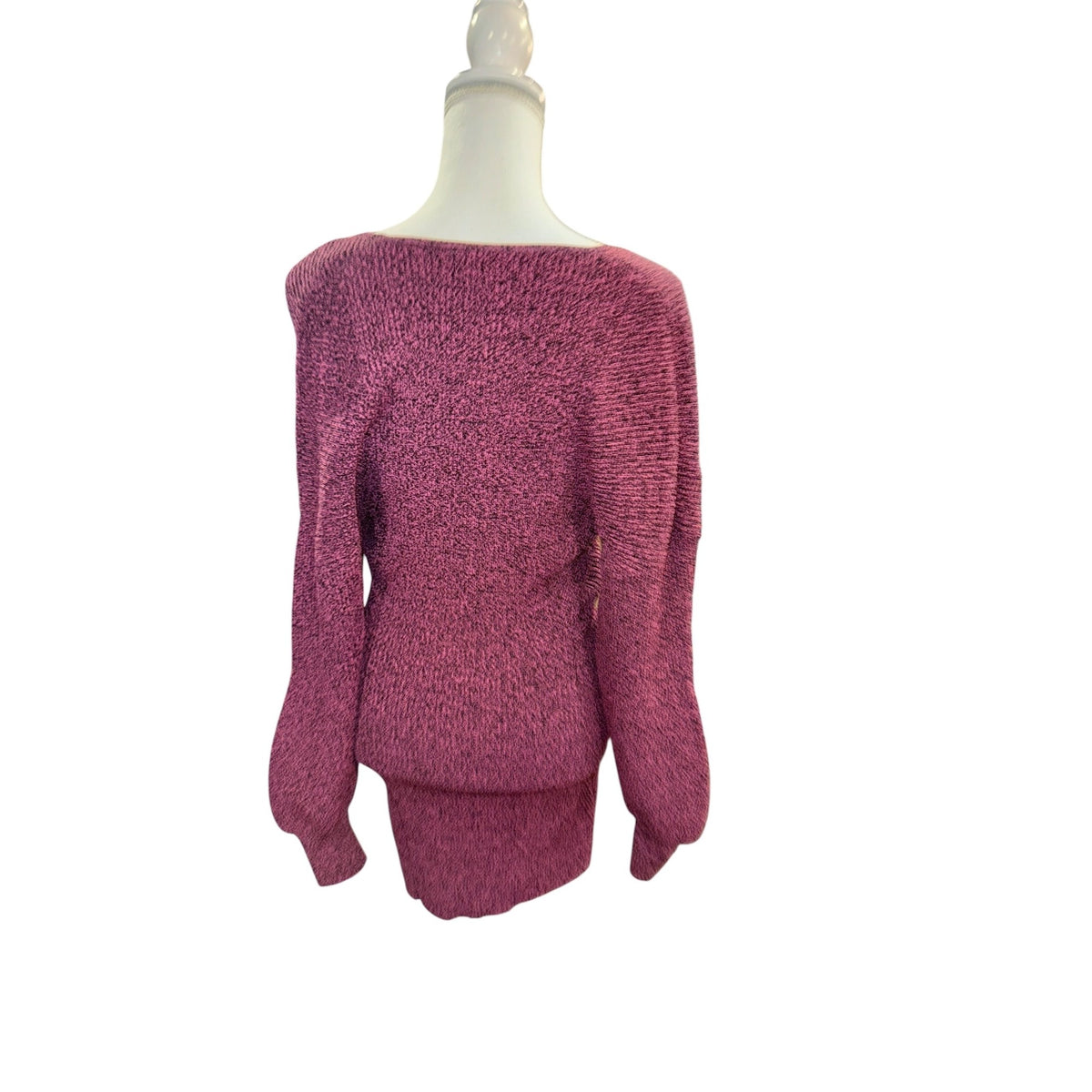 GANNI Puff-Sleeved Mini Dress in Carmine Rose, Small