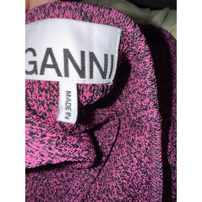 GANNI Puff-Sleeved Mini Dress in Carmine Rose, Small