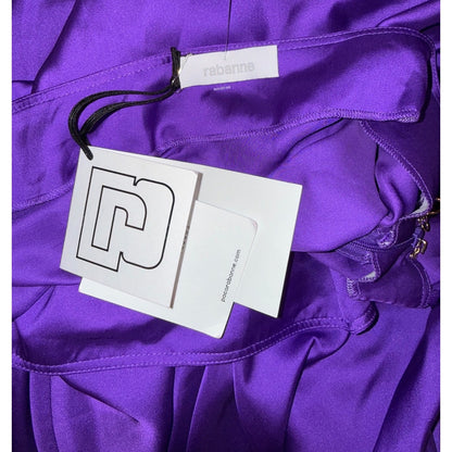 Rabanne Purple Satin Midi Skirt With Gold Chain Accent  Size 42 NWT