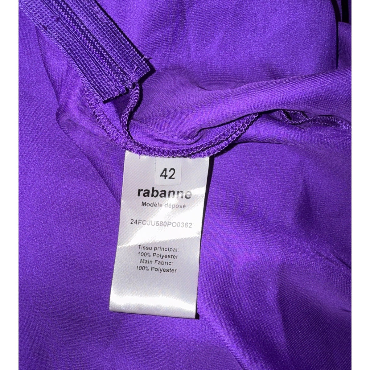 Rabanne Purple Satin Midi Skirt With Gold Chain Accent  Size 42 NWT