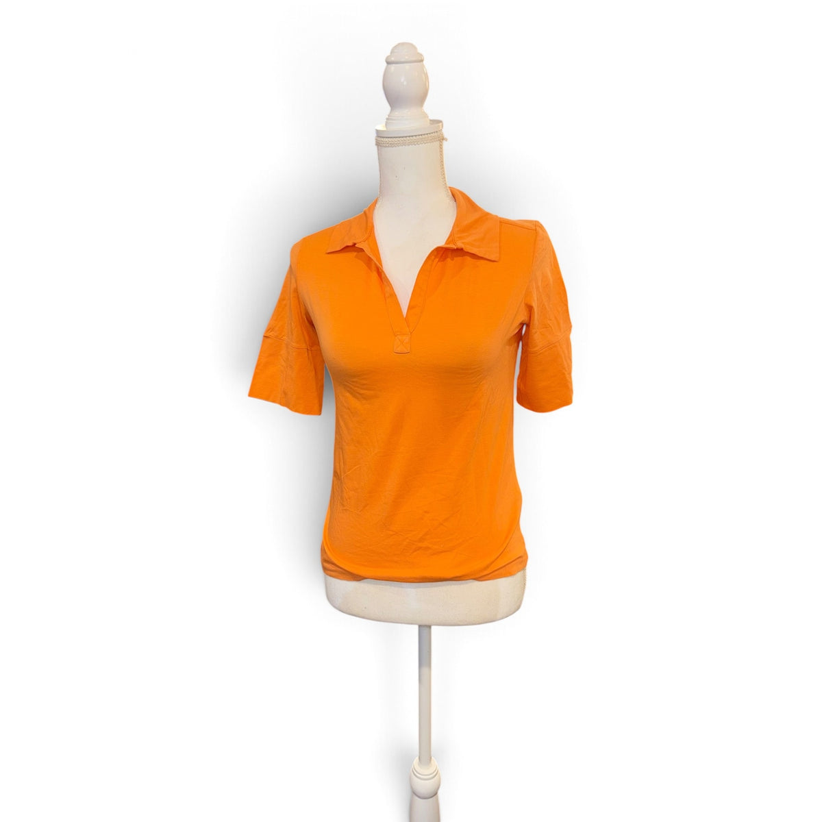 Jil Sander Orange Short-Sleeve Open-Collar Polo Top, L