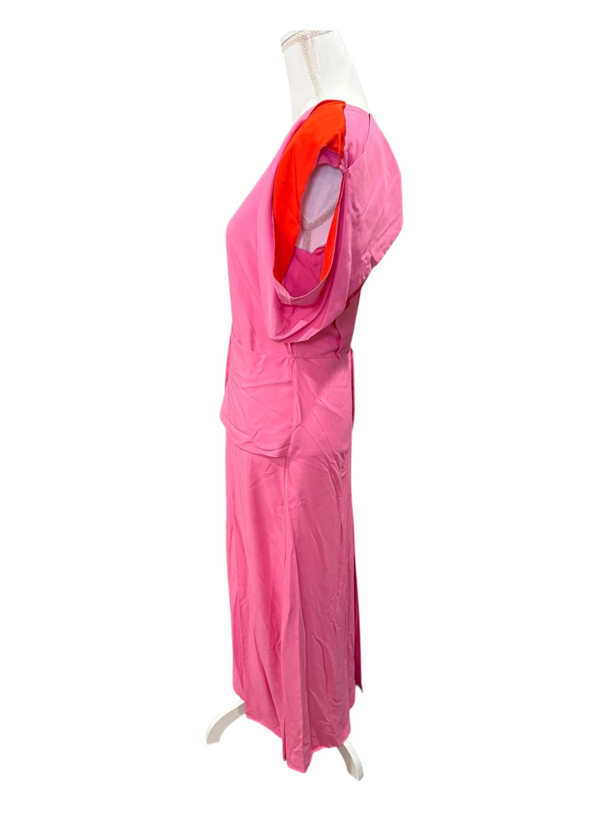 New Bottega Veneta Two-Tone Barbie Pink Cut-Out Midi Dress, US 2/IT 38