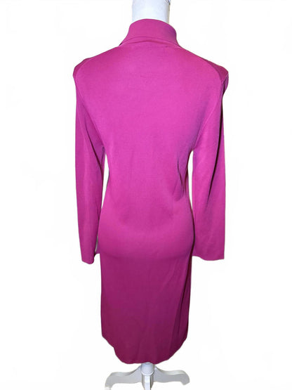 Trina Turk Long Sleeve Collared Dress in Magenta (0623)