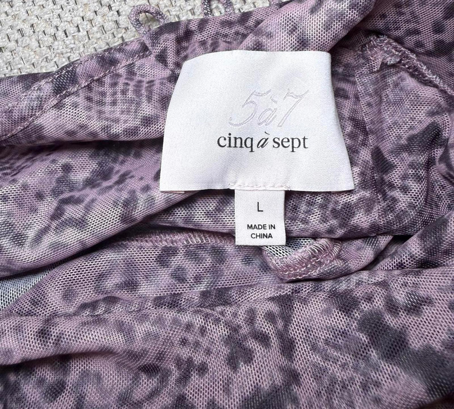 Cinq a Sept Mesh Long Sleeve Turtleneck Top with Snake Print, Large