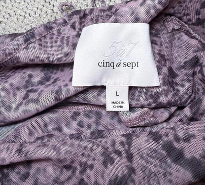 Cinq a Sept Mesh Long Sleeve Turtleneck Top with Snake Print, Large