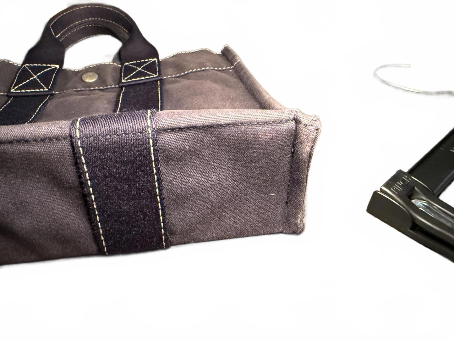 Hermes Blue Canvas Small Tote Bag with Dual Handles