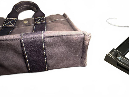 Hermes Blue Canvas Small Tote Bag with Dual Handles