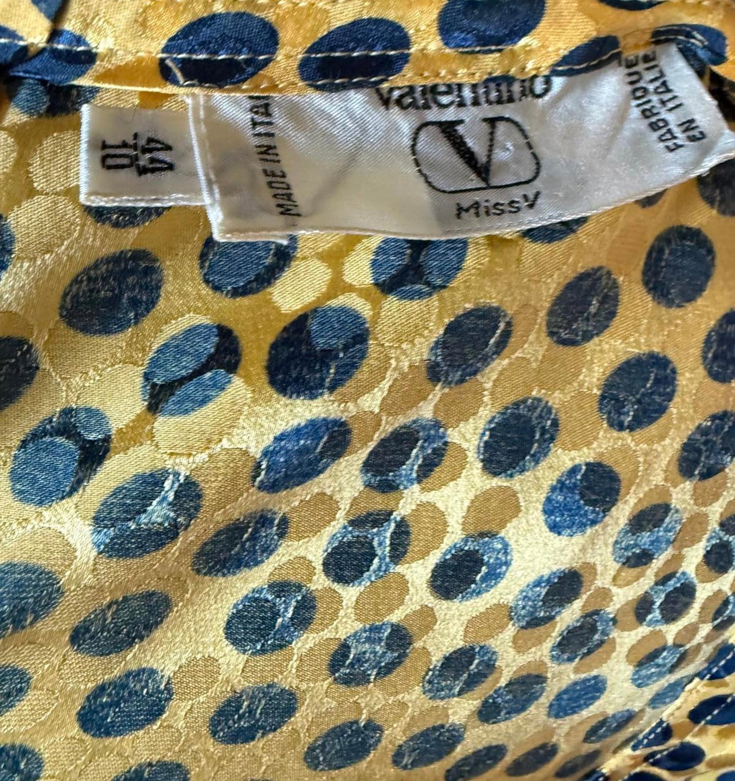 Vintage Valentino Miss V 100% Silk Polka Dot Blouse, Size 10 (44)