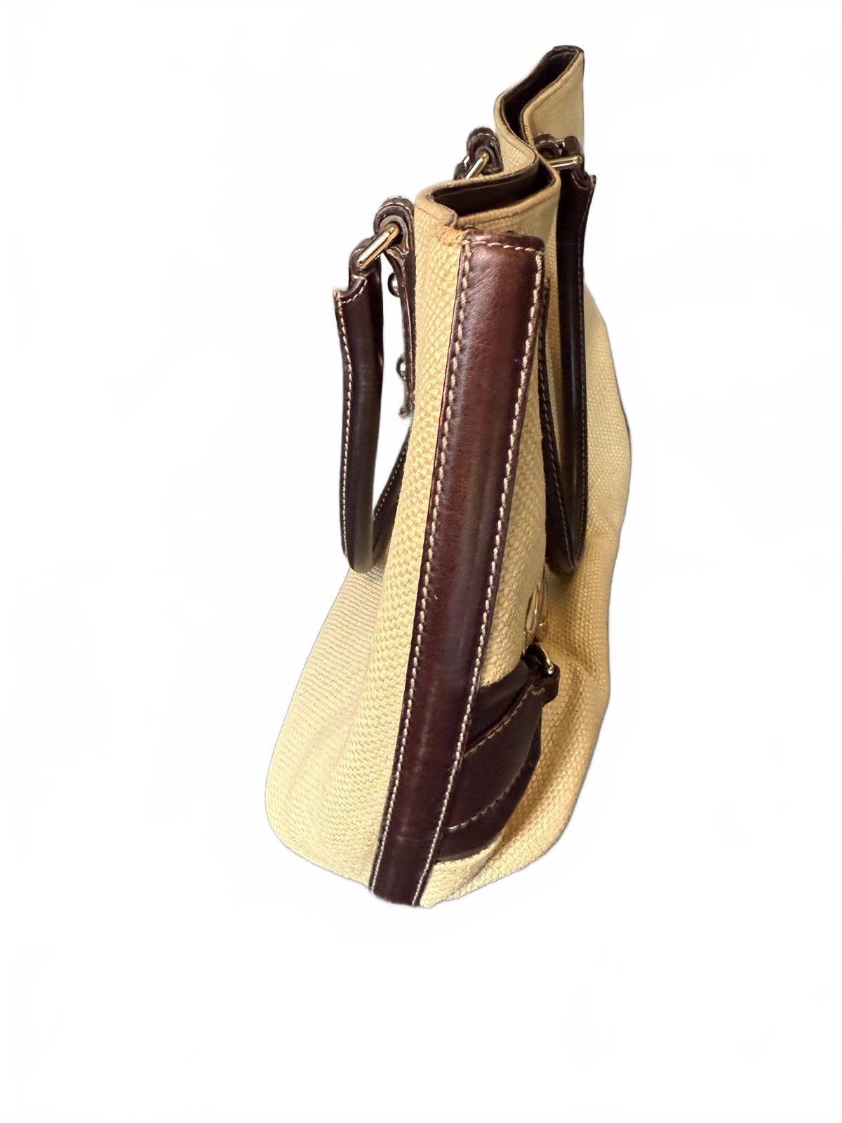 Vintage Gucci Horsebit Tote Bag Canvas Beige