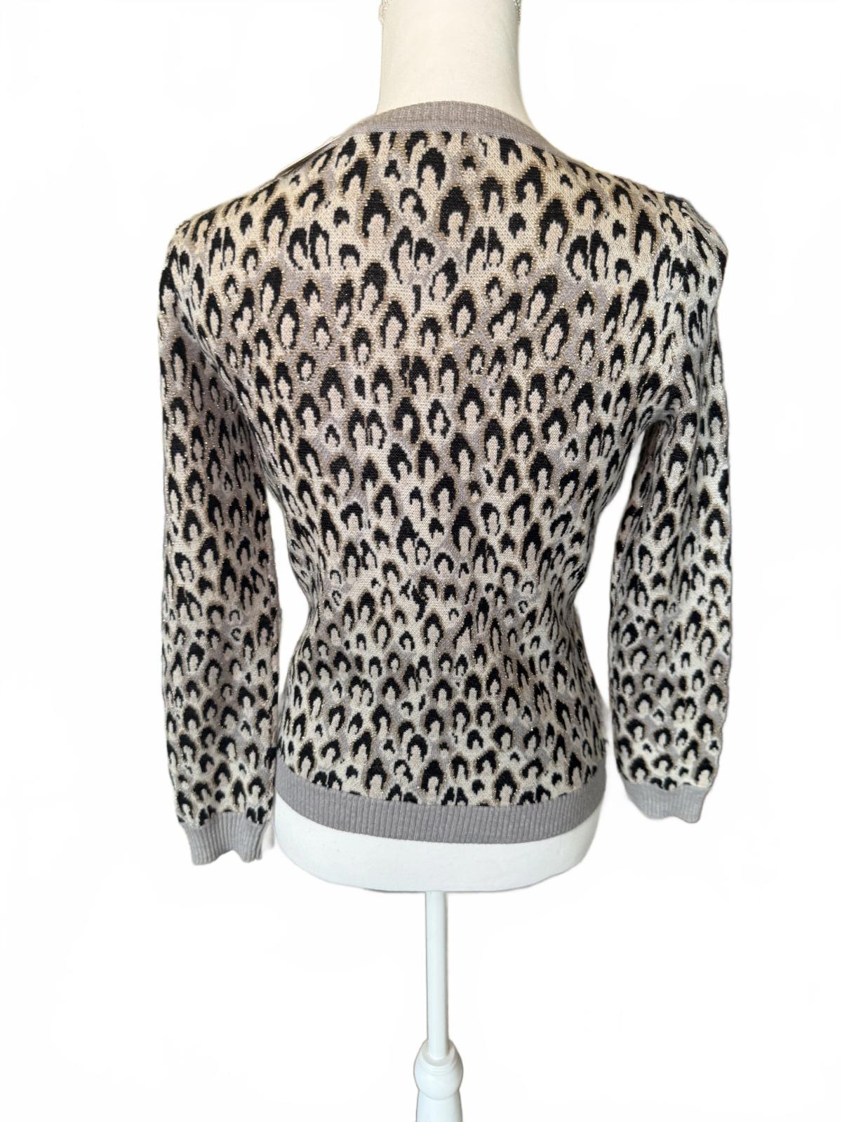 Diane Von Furstenburg Long Sleeve Leopard Print Sweater, Small