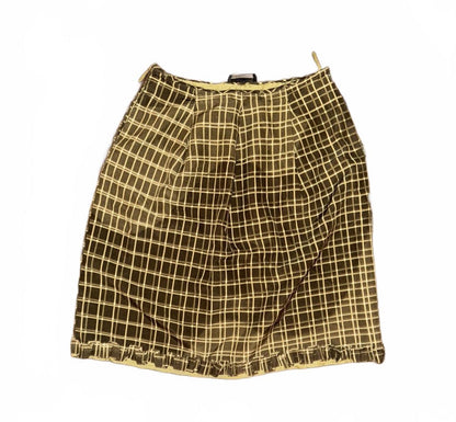 Vintage Prada Silk Blend Women's Skirt with Checkered Pattern, IT 40 (US 4)