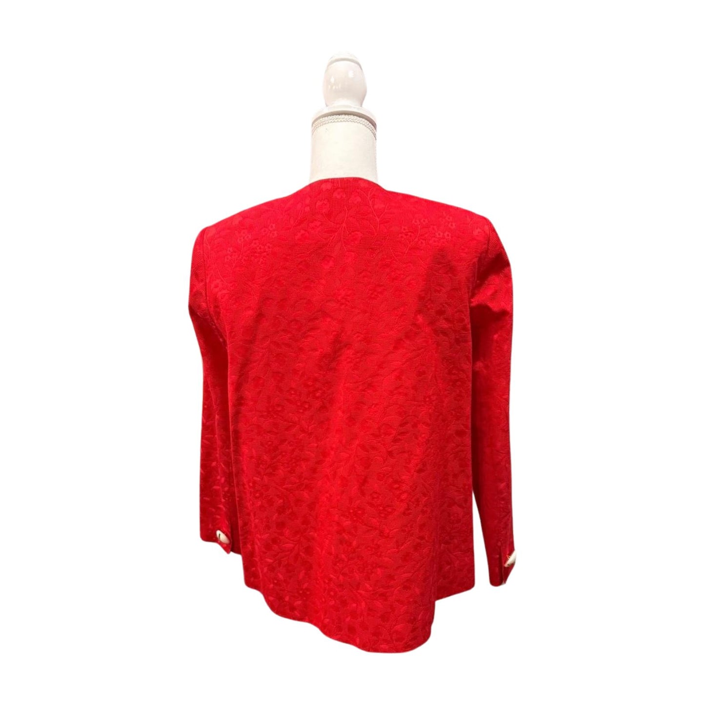 Vintage Red Women's Blazer with Large Button Detailing, Large