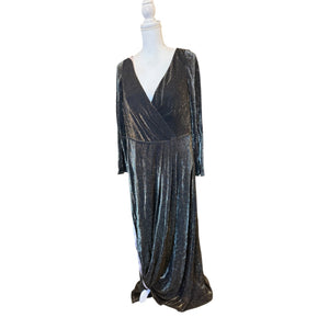 Ieena For Mac Duggal Long Sleeve Faux Wrap A Line Gown, Size 14 NWT