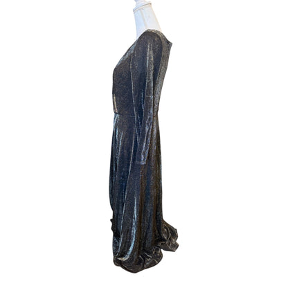 Ieena For Mac Duggal Long Sleeve Faux Wrap A Line Gown, Size 14 NWT