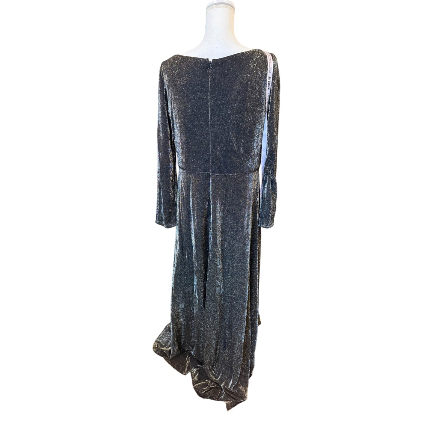 Ieena For Mac Duggal Long Sleeve Faux Wrap A Line Gown, Size 14 NWT