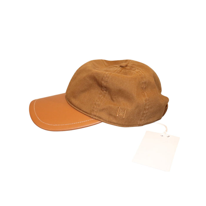 Helsa Brown Canvas & Leather Cap With Adjustable Back Strap, NWT