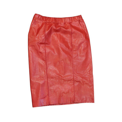 Bottega Veneta Red Leather Pencil Skirt Elastic Waist, Size 44/US 8