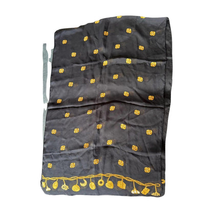 Christian Dior Black and Gold Charm Print Sheer Silk Scarf