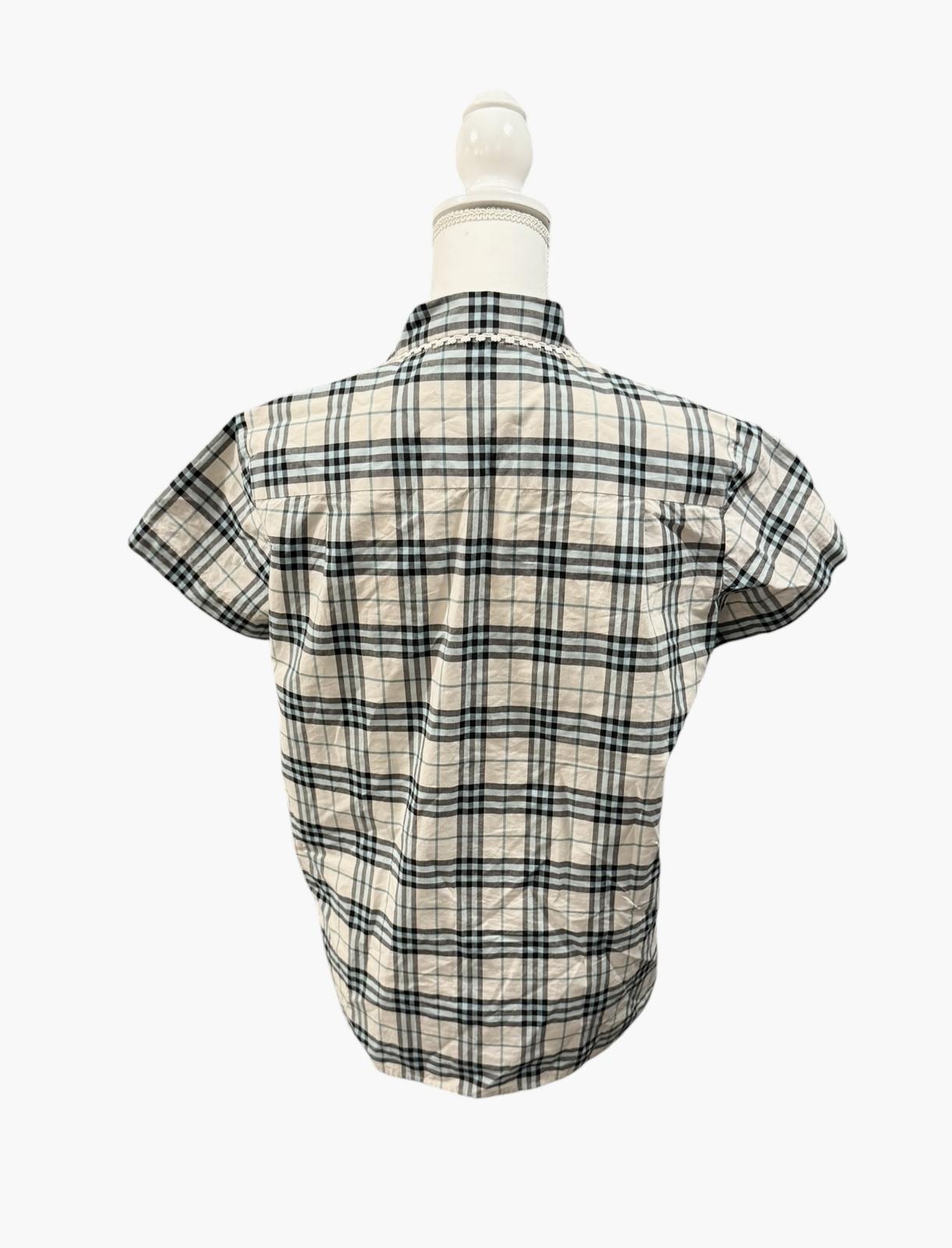 Women's Burberry Check Short-Sleeve Button-Up Shirt, size 8