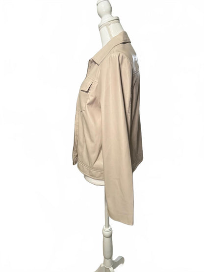 New Elie Tahari Zinc Vegan Leather Zip Up Jacket, size XL